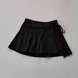Black Athletic Skort with Side Pocket & side Tie